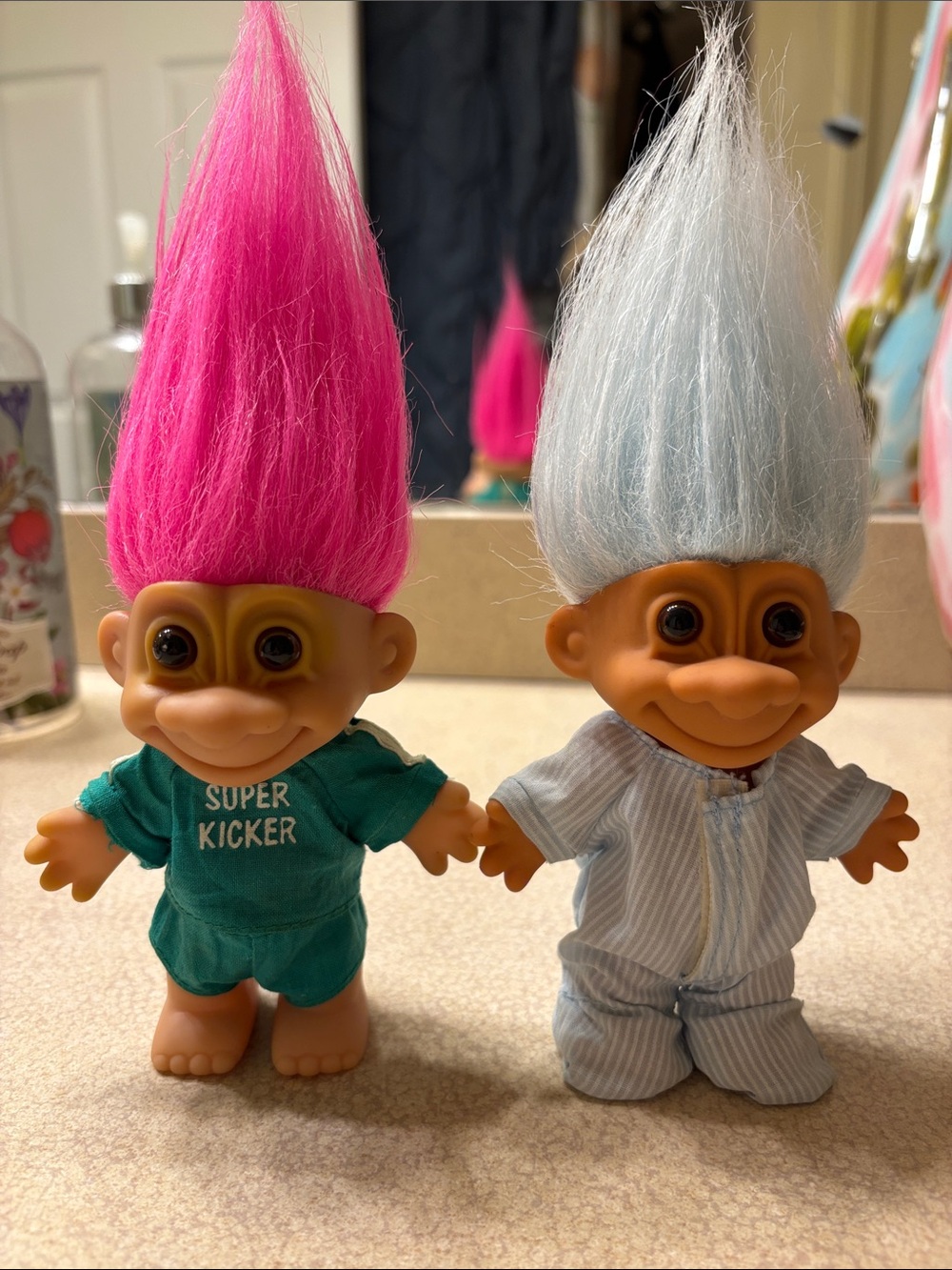 Vintage Trolls Set of Two - Pink & Light Blue Hair